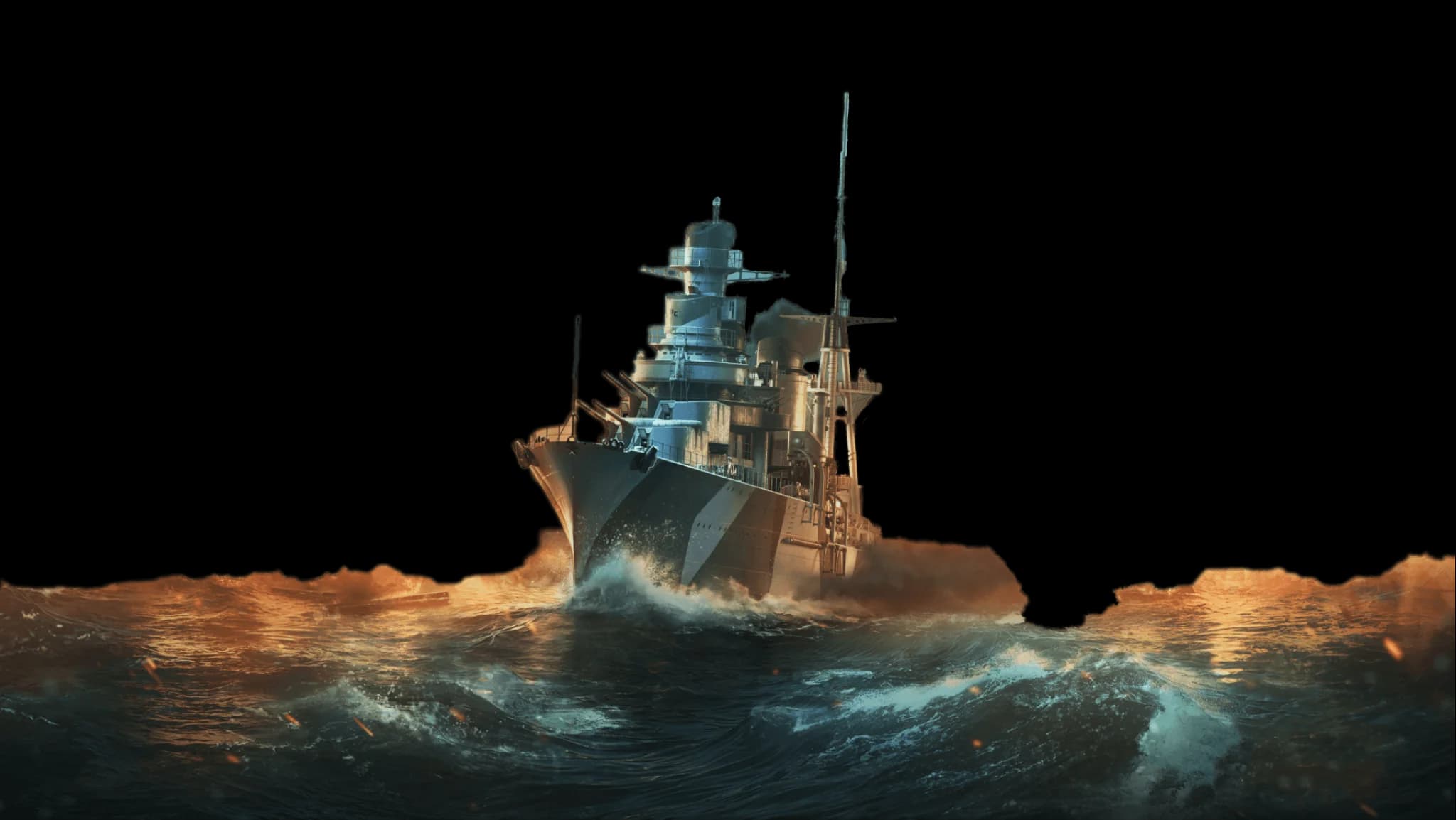 Forground image of warship